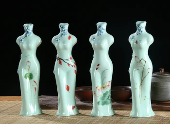 1 VNT Ranka-dažytos Keramikos Cheongsam Vaza Mažų Gėlių Ornamentu Darbastalio Apdaila