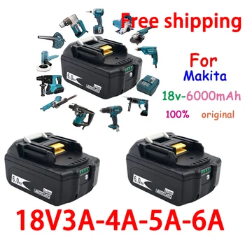 100% Originalus, Skirtas Makita 18V 6000mAh Įkrovimo Galia Įrankiai Baterija su LED Li-ion Pakeitimo LXT BL1860B BL1860 BL1850