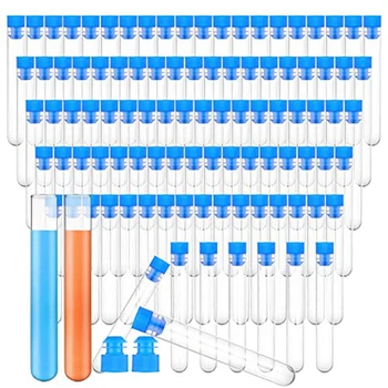 100 Vnt 15 Ml Plastikiniai Mėgintuvėliai Su Dangteliais 16 X 100 Mm Skaidraus Plastiko Vamzdeliai Su Capsvials Mokslo Eksperimentus Granulių
