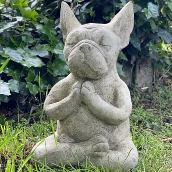 1pc Šuns Statula Budos Meditacijos Buldogas Dervos Statula, Medituojant Šuo prancūzų Buldogų Statula, Medituojant Sėdi Sodo NAUJAS