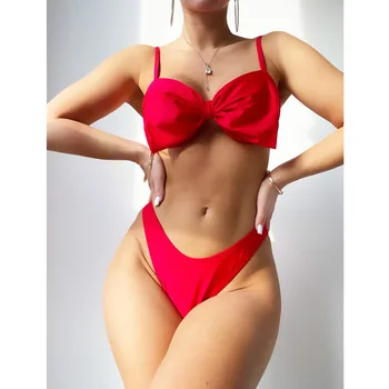 2023 Naujų Karšto Tvirtą Raudona Lankas Bikini Maudymosi Kostiumėlį Moteris Brazilijos Biquini Maudymosi Kostiumėliai Moterų Paplūdimio Dviejų Dalių Plaukti Maudymosi Kostiumas Moterims