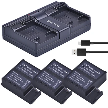3Pcs 1500mAh DS-S50 DSS50 S50 Baterija Akku + USB Dual Įkroviklio AEE DS-S50 S50 AEE D33 S50 S51 S60 S71 S70 Kameros Baterija