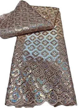 5 metrų Aukštos kokybės Afrikos blizgančiais nėrinių audinio afrikos vestuvių Nigerijos big kartais siuvimo drabužiai Didmeninė mažmeninė FY2401