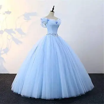 ANGELSBRIDEP Realus Vaizdas Quinceanera Suknelės Dangus Mėlynas Vestidos De 15 Anos Tiulio Oficialus 