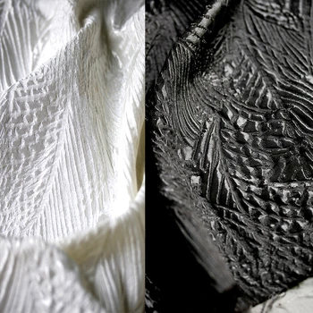 Audinio Pločio 145cmx50cm Juodos ir Baltos spalvos Poliesterio Nereguliarus Plisuotos Tekstūros Augalų Žakardo 