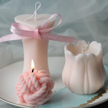 Creative 3D Tulpių Bud Žvakė Pelėsių 