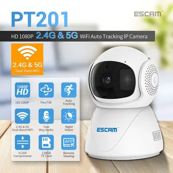ESCAM PT201 1080P Smart Stebėjimo Kamerą Belaidžio CCTVNetwork 2.4 G 5G WiFi IP Kamera, infraraudonųjų SPINDULIŲ Naktinio Matymo Kūdikio stebėjimo