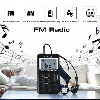 ESU FM Skaitmeninis Radijas 2 Juostos, Stereo Imtuvas, Nešiojamas Mini Radijo Kišenėje Radijo per Ausines, 1.5 