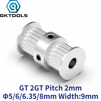 GKTOOLS GT2 2GT 20 Dantis du kartus Galva Aliuminio Skriemulys Pagimdė 5mm, 6mm 6.35 mm 8mm Plotis 6 mm Laikas-3D Spausdintuvu