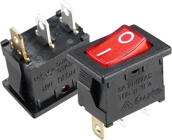Keszoox 10vnt AC 10A/125V 6A/250V SPST 3-Pin, 2 Pozicijos, I/O Raudona LED Šviesos Valtis Ir Išjungti Svirtinis Jungiklis Perjungti