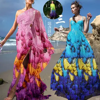 Miško Spausdinti Nemokamas pristatymas vasaros suknelės 100%spausdinami šilko šifono audinys gėlių modelio palaidinė šalikas SF-BP38