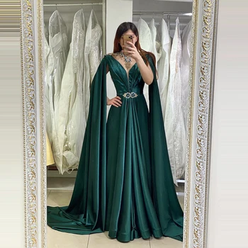 Msikoods Žalia Duobute Vakaro Suknelės Arabų Su Žaliuoju Klostes Kristalų Diržas Satino Prom Chalatai Šalis Dubai Garsenybių Suknelės