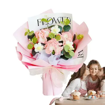 Nėrimo Gėlių Puokštė Dirbtinės Gėlės Su Megztos Gėlės Pavasario dieną, Motinos Dieną Vestuvių Dovanos TeachersDay Dovana Dirbtinis