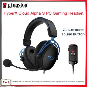 Originalus HyperX Debesis Alfa-AI PC Gaming Headset Mėlyna Juoda su 7.1 Erdvinis Garsas ir Mikrofonas PS4 Ausines