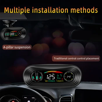 P18 HUD Automobilio Pokrypio Kampas Head Up Display LCD GPS 4x4 Inclinometer Skaitmeninis Aukštis Transporto Seklys Spidometro greičio viršijimo Signalas