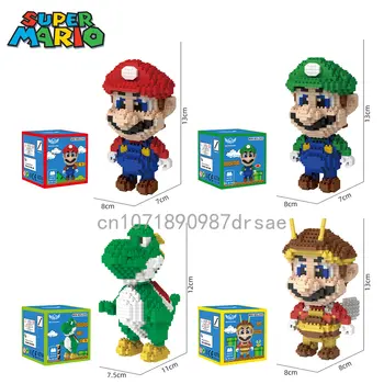 Super Mario Bro Blokai Vaikų Animacinių filmų Modelio Lėlė Mini Asamblėjos Plytų Žaidimas Anime Švietimo 