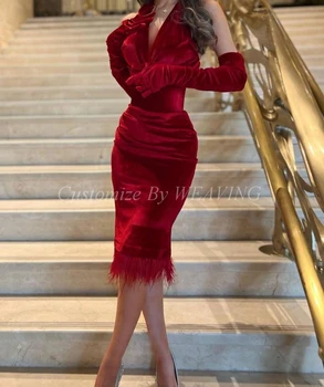 Tamsiai Raudonos Aksomo Trumpas Prom Dresses Apvalkalą Apynasrio Kaklo Kelio Ilgis Saudo Arabijos Moterys Vakare Šalis Suknelė