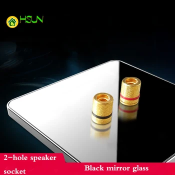 Tipas 86 juoda veidrodis stiklas 2-hole garsiakalbio Lizdas garso sąsaja garso signalų lizdas gnybtų skydelis