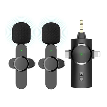Triukšmo Mažinimo Lavalier Įrašymo Nešiojamas Mini Bevielis Mikrofonas, Vaizdo Įrašymo 3in1