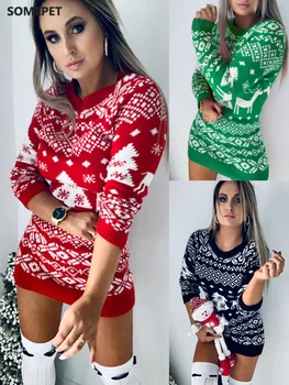 Unisex Girs Kalėdų Plonas Megztinis Santa Elf Juokingas Kalėdų Megztinis Moteriška Rudens-Žiemos Viršūnes Drabužių Minkštas Karšto Pardavimo