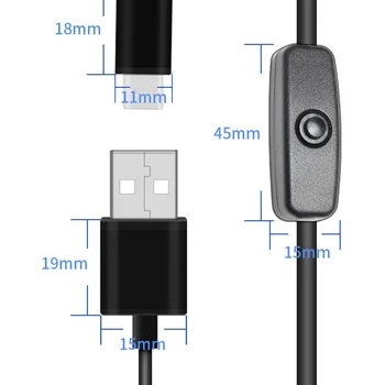 USB Laidas Su įjungimo ir Išjungimo Jungiklis Micro USB C Tipo Kroviklio Maitinimo šaltinis 5V 3A/2.5 A Ras Pi 3 B+ plius RPI 4 Modelio Telefonas Xiaomi