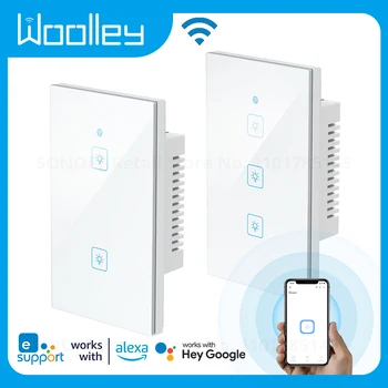 Woolley WiFi Smart Šviesos Jungiklis Touch Panel 1/2/3 Gauja Balso Valdymas Belaidžio Nuotolinio Valdymo Protingo Namo Sienos Jungikliai Alexa 
